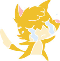 crying fox flat color style cartoon png