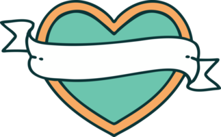 tattoo style icon of a heart and banner png