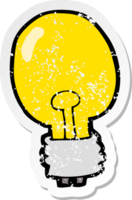 retro distressed sticker of a cartoon electric light bulb png