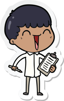 adesivo de um homem feliz de desenho animado png