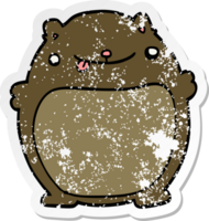 distressed sticker of a cartoon bear png