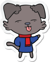 sticker of a cartoon dog sticking out tongue png