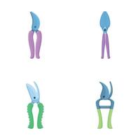 Pruning scissors icons set cartoon vector. Various garden secateurs vector