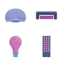 Uv lamp icons set cartoon vector. Luminous lamp with ultraviolet ray vector