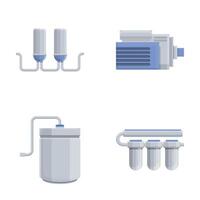 Water filter icons set cartoon vector. Water purification and filtration system vector