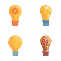 Light bulb icons set cartoon vector. Various glowing smart lamp vector