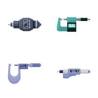 Digital micrometer icons set cartoon vector. Laboratory digital micrometer vector