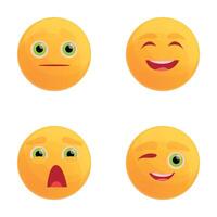 Smiley icons set cartoon vector. Smiley with expression of different emotion vector