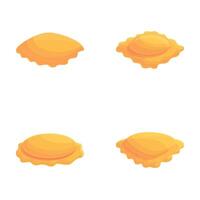 Dumpling icons set cartoon vector. Dumpling of various shape vector