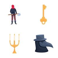 Middle ages icons set cartoon vector. Various medieval attribute vector