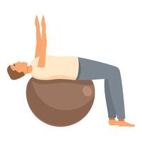 Exercise on fitness ball icon cartoon vector. Patient therapy vector