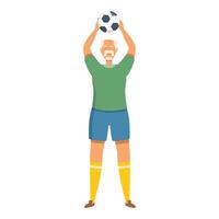 Happy senior goalkeeper icon cartoon vector. Elder person workout vector