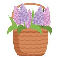 Flower basket icon cartoon vector. Nature easter bunch vector