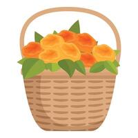 Cute flowers season icon cartoon vector. Full basket box vector