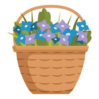 Forest flowers basket icon cartoon vector. Mom present gift vector