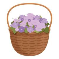 Season flowers basket icon cartoon vector. Summer poster vector