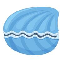 Blue closed sea shell icon cartoon vector. Pearl location conch vector