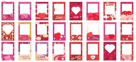 Frame valentine story icons set cartoon vector. Social media vector