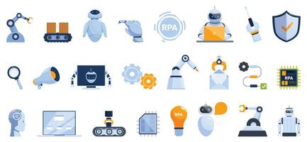 RPA icons set cartoon vector. Automation process vector