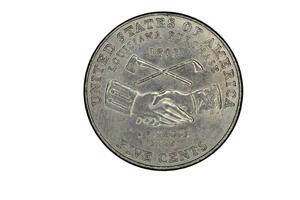 United States Nickle Louisiana Purchase Tail closeup photo