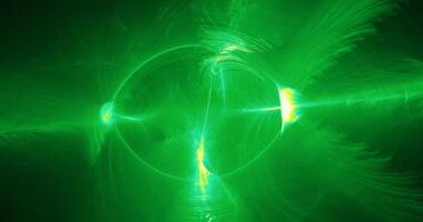 Abstract Design In Green And Yellow Lines Curves Particles photo