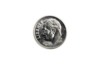 Head coin united states dime on white background photo