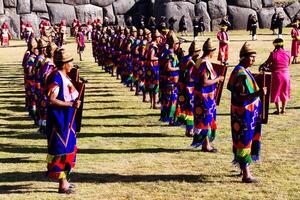 Cusco, Peru, 2015 - Men And Women In Traditional Costume Inti Raymi Festival South America photo