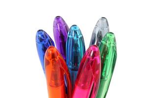 Seven Color pens in a group on white background photo