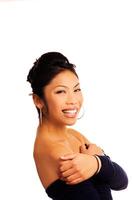 Smiling Bare Shoulder Portrait Pretty Pacific Islander Womand photo