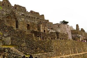 Machu Picchu, Peru, 2015 - Inca Stone Walls South America With Tourist photo