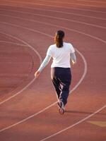 Carmichael, CA, 2007 - Woman Walking on Track photo