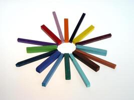 Soft Pastel Chalk Sticks Making Colorful Circle photo