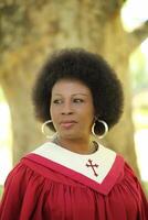 Middle Aged African American Woman Church Robes photo