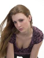 Young Blond Portrait with blowing hair photo