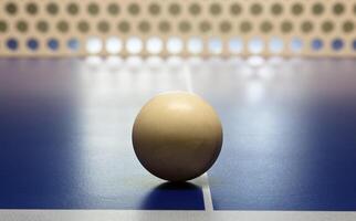 Closeup Of Ping Pong Ball Sitting On Table photo