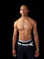 Young black man in jeans and bare top photo