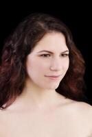 Bare Shoulder Portrait Attractive Brunette Caucasian Woman photo