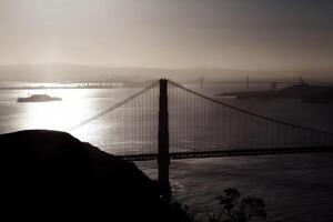 temprano Mañana silueta dorado portón puente san francisco bahía foto