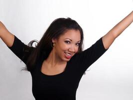 Attractive African American Woman Smiling With Braces On Teeth photo