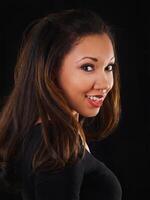 Smiling African American Woman Portrait With Braces Upper Teeth photo