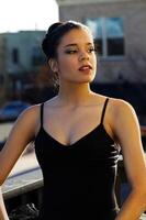 Attractive Young Black Woman In Dance Outfit Outdoors photo