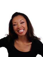 Big Smile Showing Braces Upper Teeth Black Woman photo