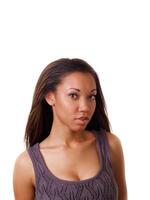 Young black woman with purple knit top photo