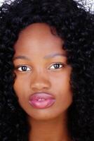 Close Portrait Attractive African American Teen Woman photo