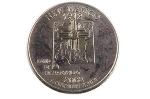 New Mexico United States Quarter Close-up On White Background photo