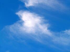 Wispy White Clouds In Blue Sky photo
