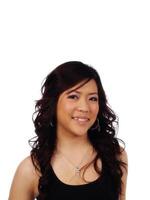 Smiling Asian American Woman Portrait Black Top photo