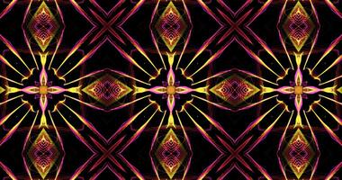 Abstract Kaleidoscope Patterns On Dark Background In Purple Orange Yellow Lines photo