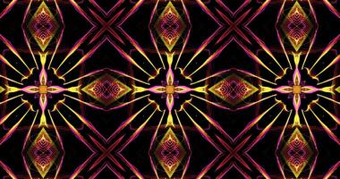 Abstract Kaleidoscope Patterns On Dark Background In Purple Orange Yellow Lines photo