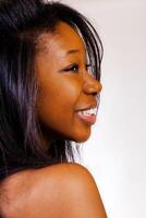 Bare Shoulder Profile Portrait Attractive African American Woman photo